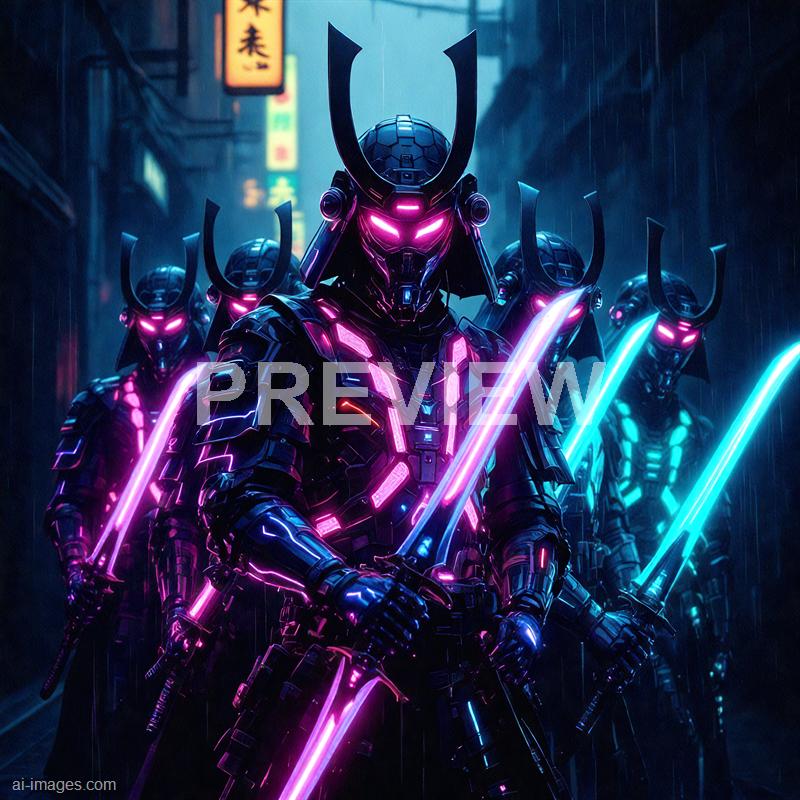 15074 - 6-cybernetic-samurai-under-neon-rain-a-futuristic-sam_250706001747_00001
